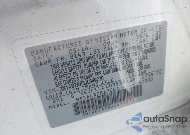 3N1AB7AP3JL649270: 43508023