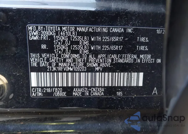 2T3K1RFV0MW109203: 43507050