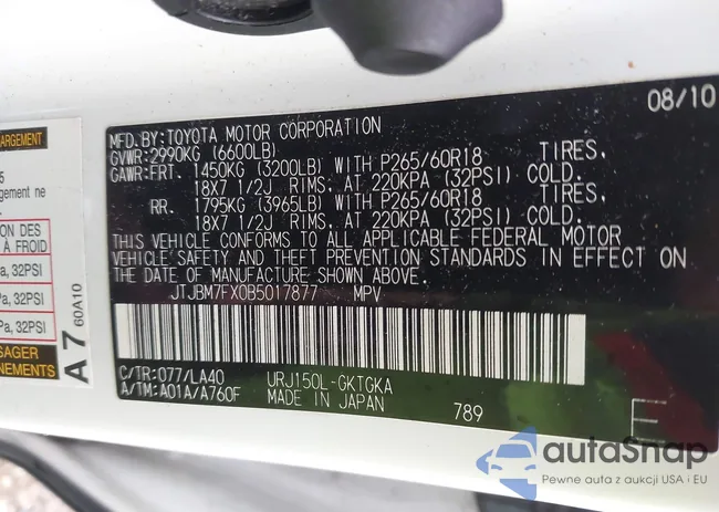 JTJBM7FX0B5017877: 43507053