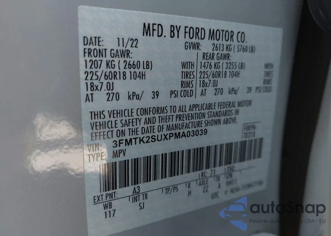 3FMTK2SUXPMA03039: 43507128