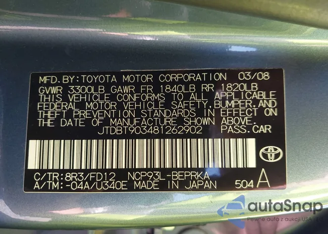 JTDBT903481262902: 43507150