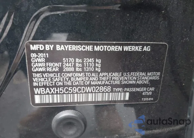 WBAXH5C59CDW02868: 43507166