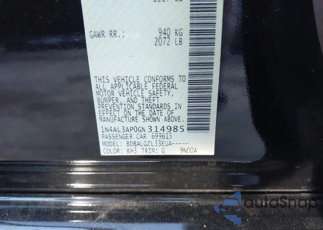 1N4AL3AP0GN314985: 43507201