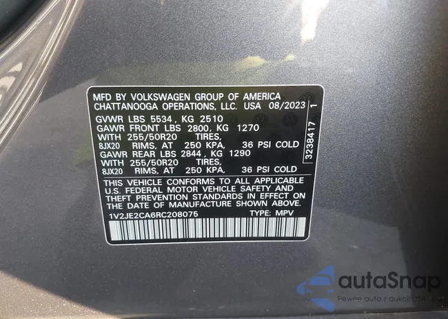 1V2JE2CA6RC208075: 43507202