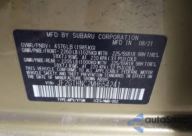 JF2GTHNC2MH654241: 43508439