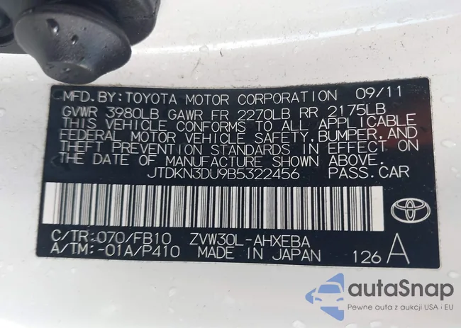 JTDKN3DU9B5322456: 43508481