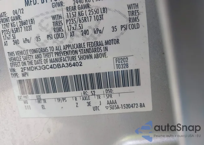 2FMDK3GC4DBA36402: 43508541