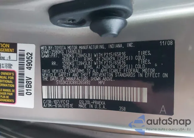 5TDZK23C89S265892: 43508605