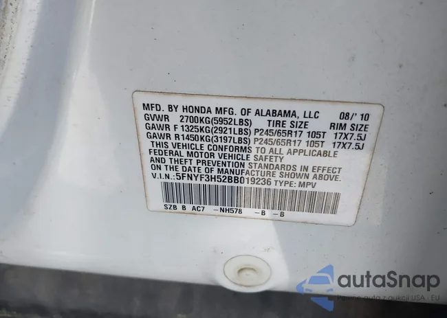 5FNYF3H52BB019236: 43508672