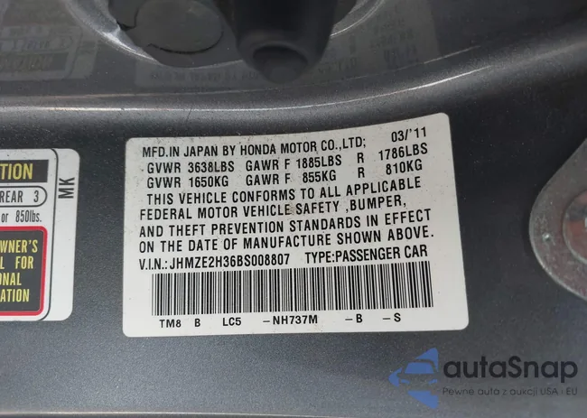 JHMZE2H36BS008807: 43508701