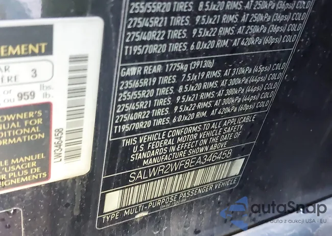 SALWR2WF8EA346458: 43508707