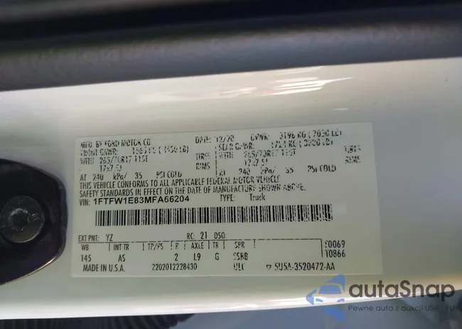 1FTFW1E83MFA66204: 43508712