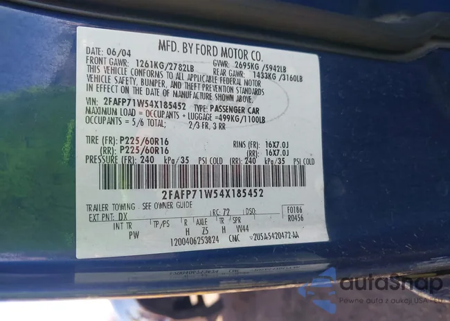 2FAFP71W54X185452: 43508722