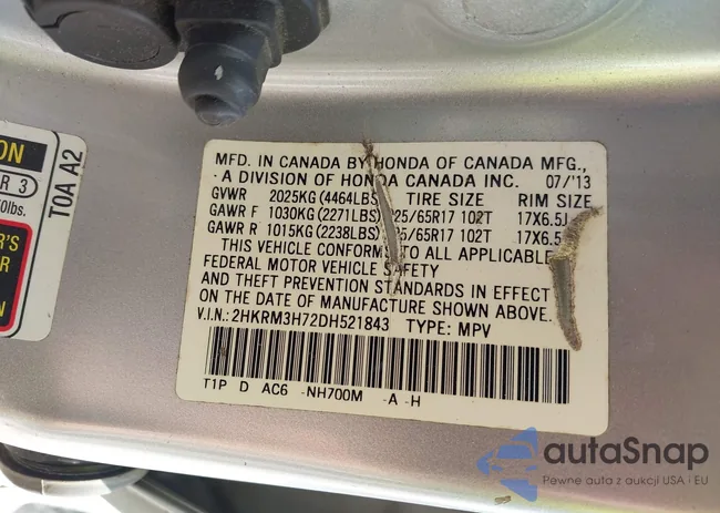 2HKRM3H72DH521843: 43508764