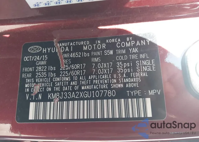 KM8J33A2XGU107780: 43508838