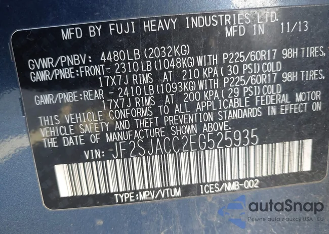 JF2SJACC2EG525935: 43508882