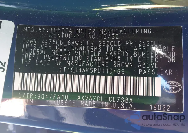 4T1S11AK5PU110469: 43508906