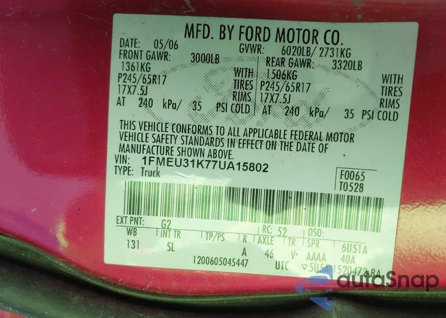 1FMEU31K77UA15802: 43508067