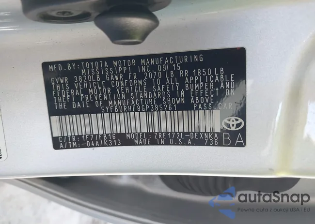 5YFBURHE8GP385261: 43508321