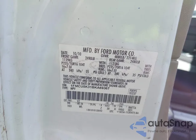 1FMCU5K31BKA69367: 43508329