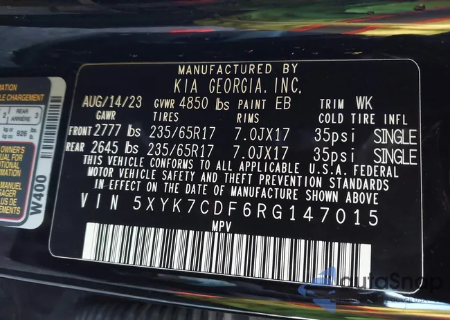 5XYK7CDF6RG147015: 43509490