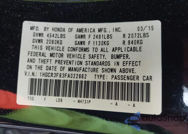 1HGCR3F83FA022662: 43509511