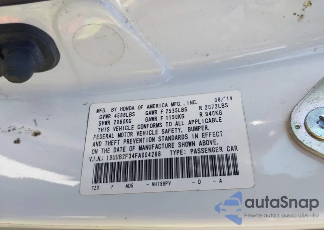 19UUB2F34FA004288: 43509528