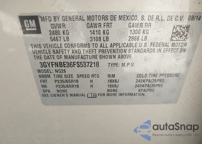 3GYFNBE36FS537218: 43509606