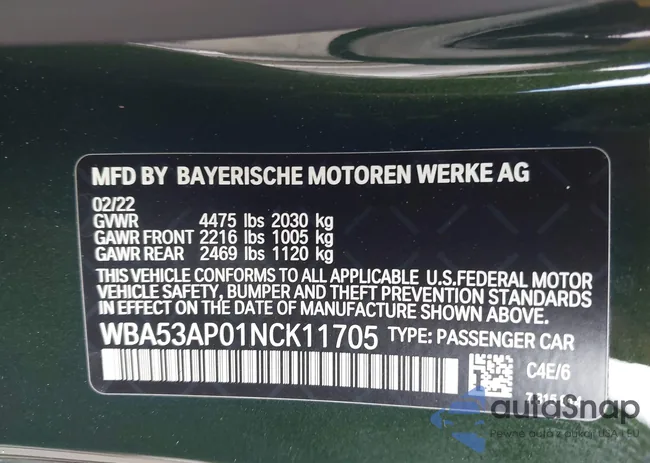 WBA53AP01NCK11705: 43509629