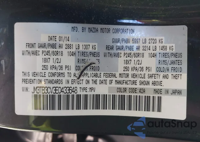 JM3TB3CV3E0433648: 43509749