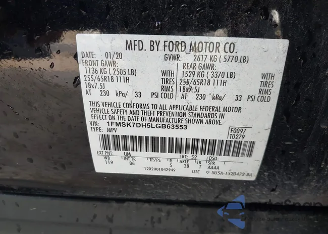 1FMSK7DH5LGB63553: 43509765