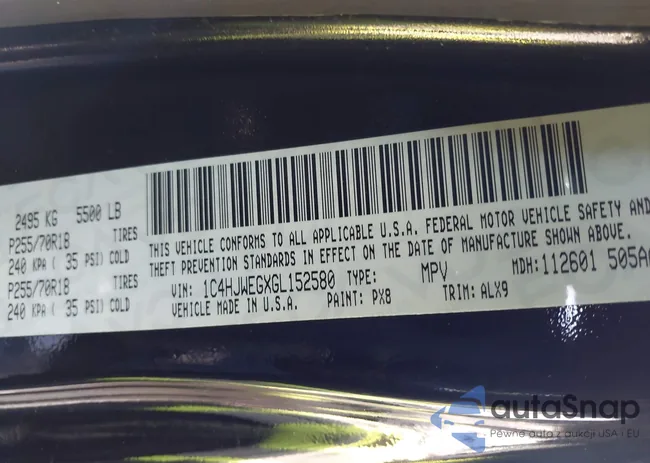 1C4HJWEGXGL152580: 43509838