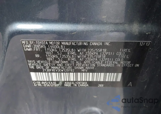 2T3DFREV3EW129782: 43509943