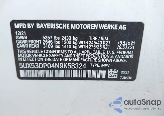 5UX53DP04N9K58324: 43510006