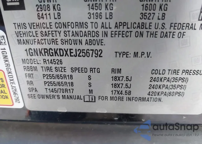 1GNKRGKDXEJ256792: 43509081