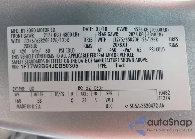 1FT7W2B64JEB50305: 43509163