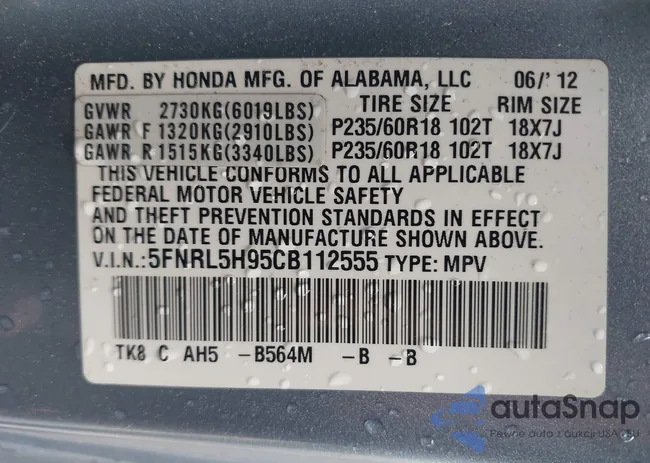 5FNRL5H95CB112555: 43509171