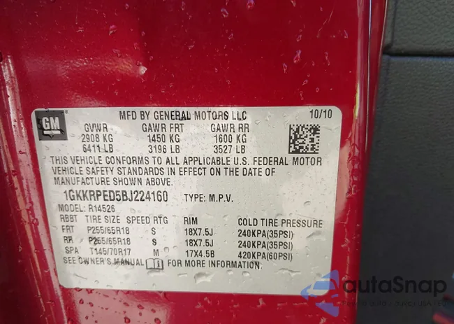 1GKKRPED5BJ224160: 43509183