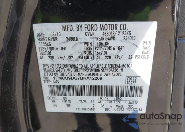 1FMCU9DG7BKA12209: 43510467