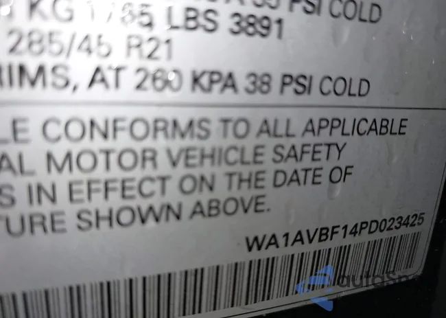 WA1AVBF14PD023425: 43510489