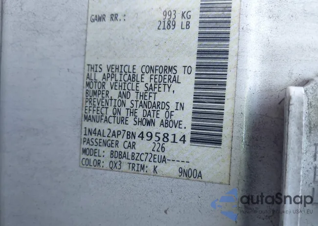 1N4AL2AP7BN495814: 43510497