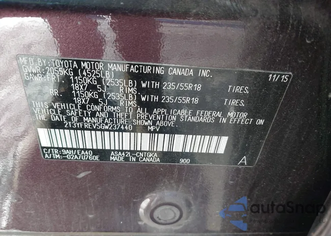 2T3YFREV5GW237440: 43510509