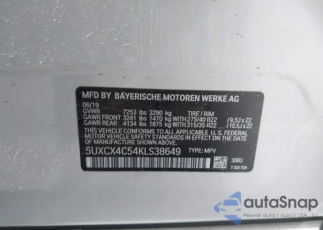 5UXCX4C54KLS38649: 43510613