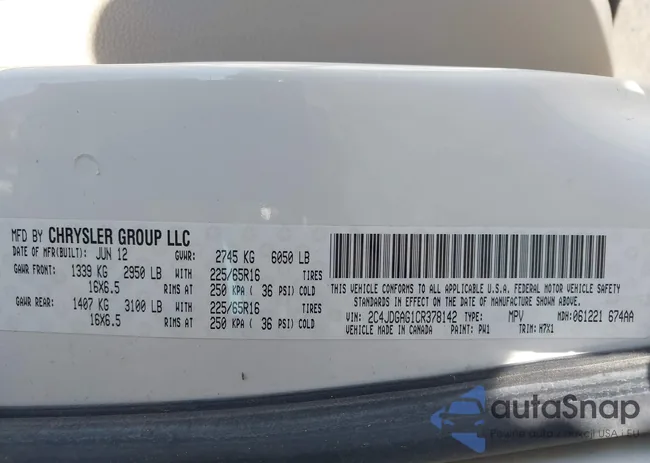 2C4JDGAG1CR378142: 43510646