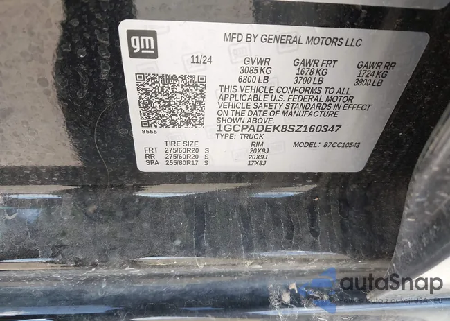 1GCPADEK8SZ160347: 43510674