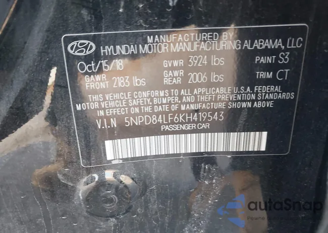 5NPD84LF6KH419543: 43511012