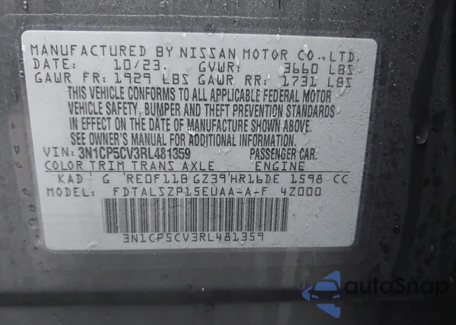 3N1CP5CV3RL481359: 43510102