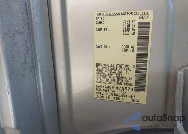 1N4AA5AP2EC475574: 43510343