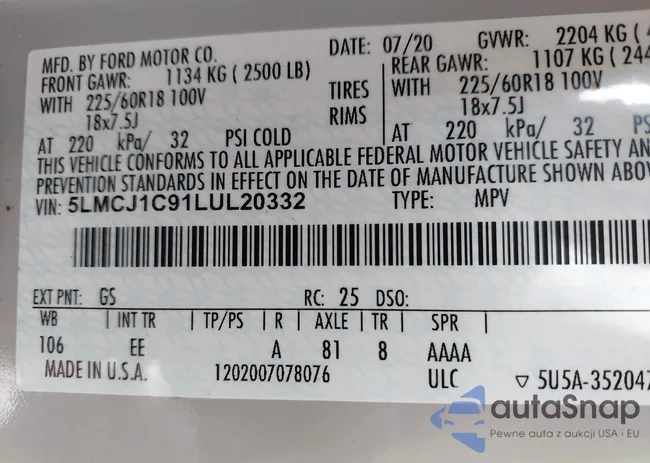 5LMCJ1C91LUL20332: 43510357