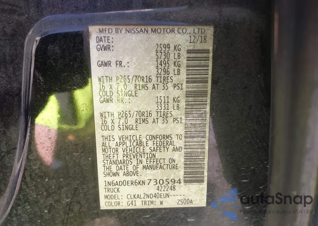 1N6AD0ER6KN730594: 43510366